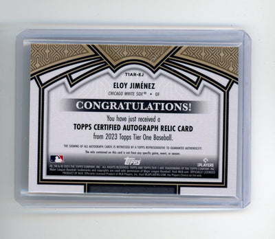 Eloy Jimenez 2023 Topps Tier 1 autograph relic #'d 33/99