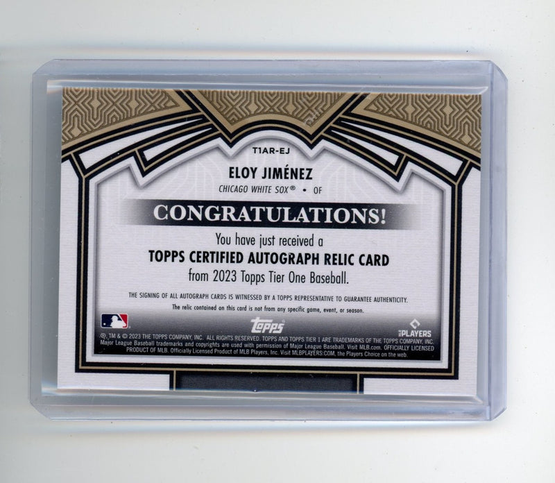 Eloy Jimenez 2023 Topps Tier 1 autograph relic 