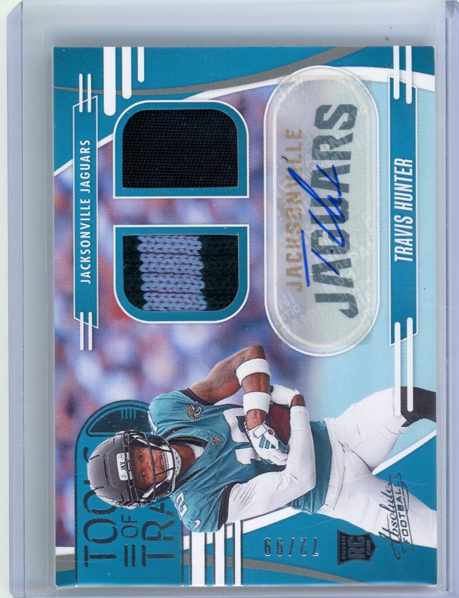 Travis Hunter 2025 Panini Absolute Tools of the Trade Rookie Patch Autograph #'d 72/99