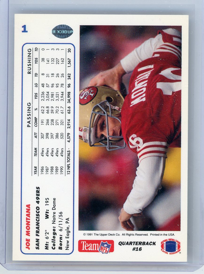 Joe Montana 1991 Upper Deck In-Person Autograph