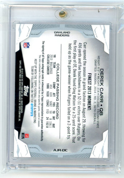 Derek Carr 2014 Finest Jumbo Jersey Autographs Refractors RC