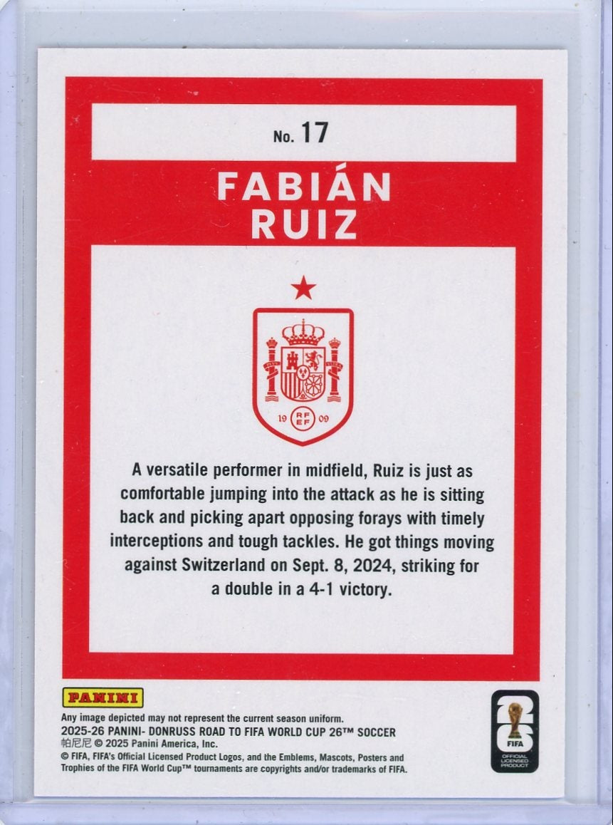 Fabian Ruiz 2026 Panini Donruss World Cup pink swirl #'d 66/89