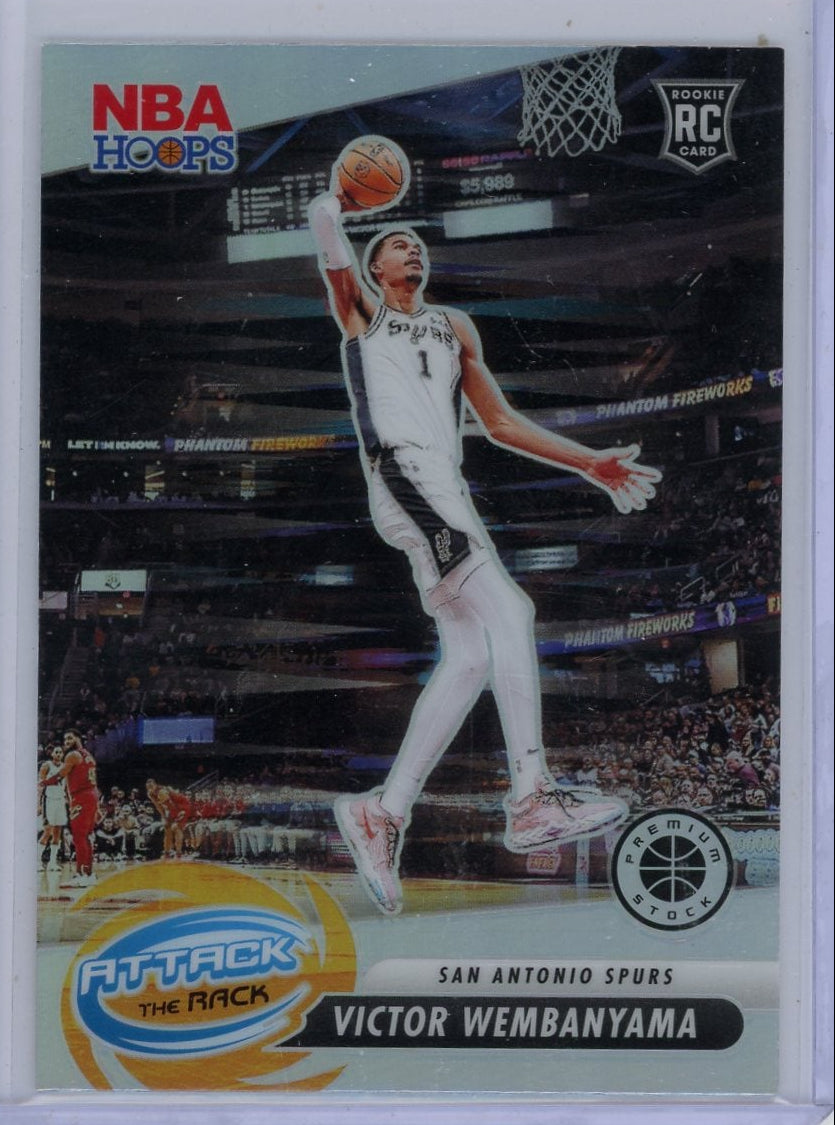 Victor Wembanyama 2023-24 Panini NBA Hoops Premium Attack the Rack silver RC