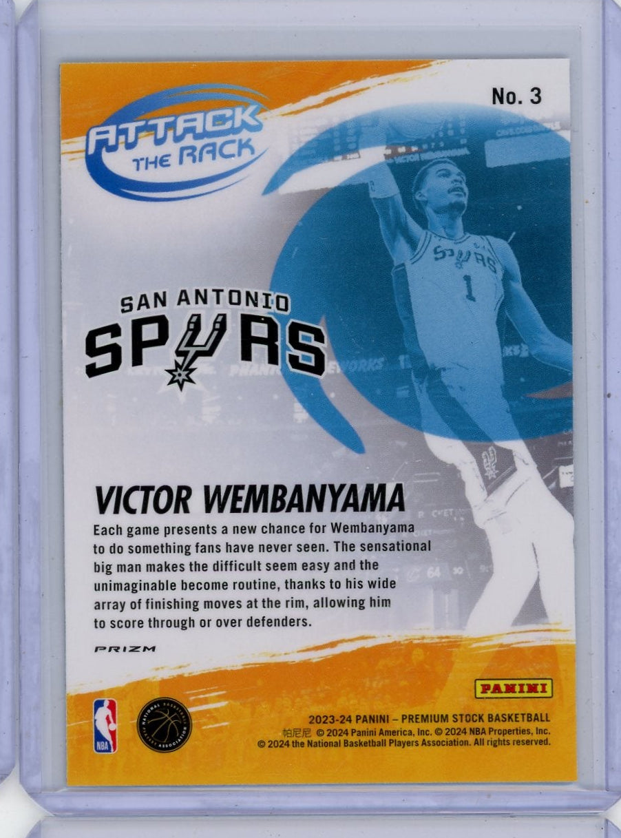 Victor Wembanyama 2023-24 Panini NBA Hoops Premium Attack the Rack silver RC