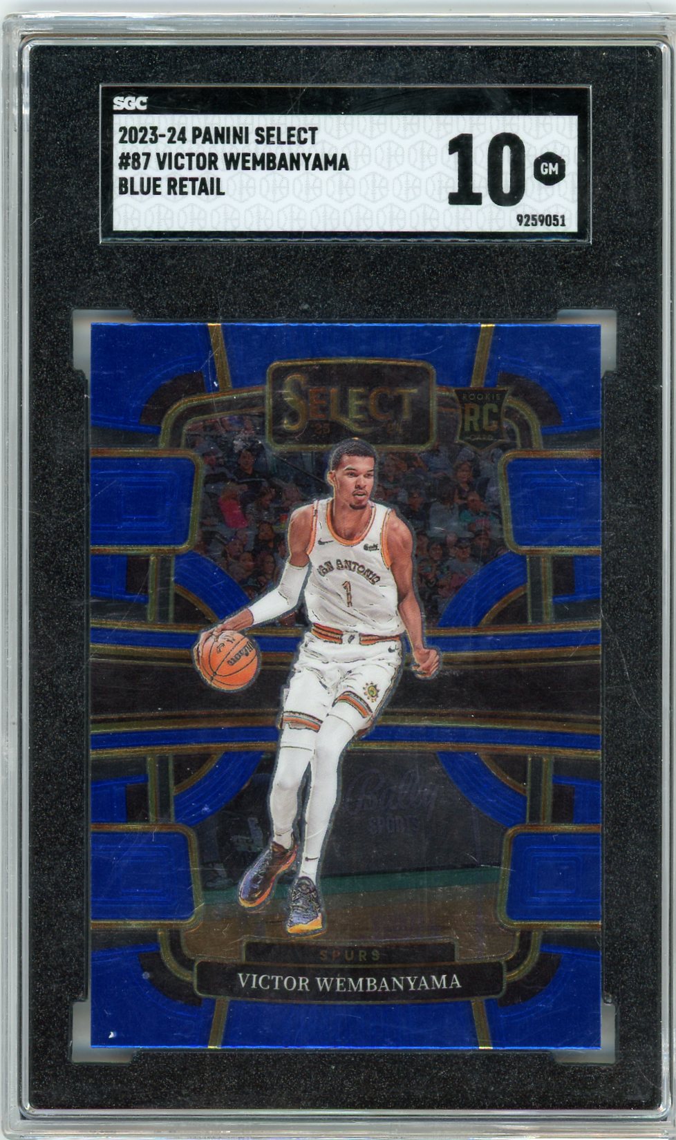 Victor Wembanyama 2023-24 Panini Select Blue retail RC SGC 10
