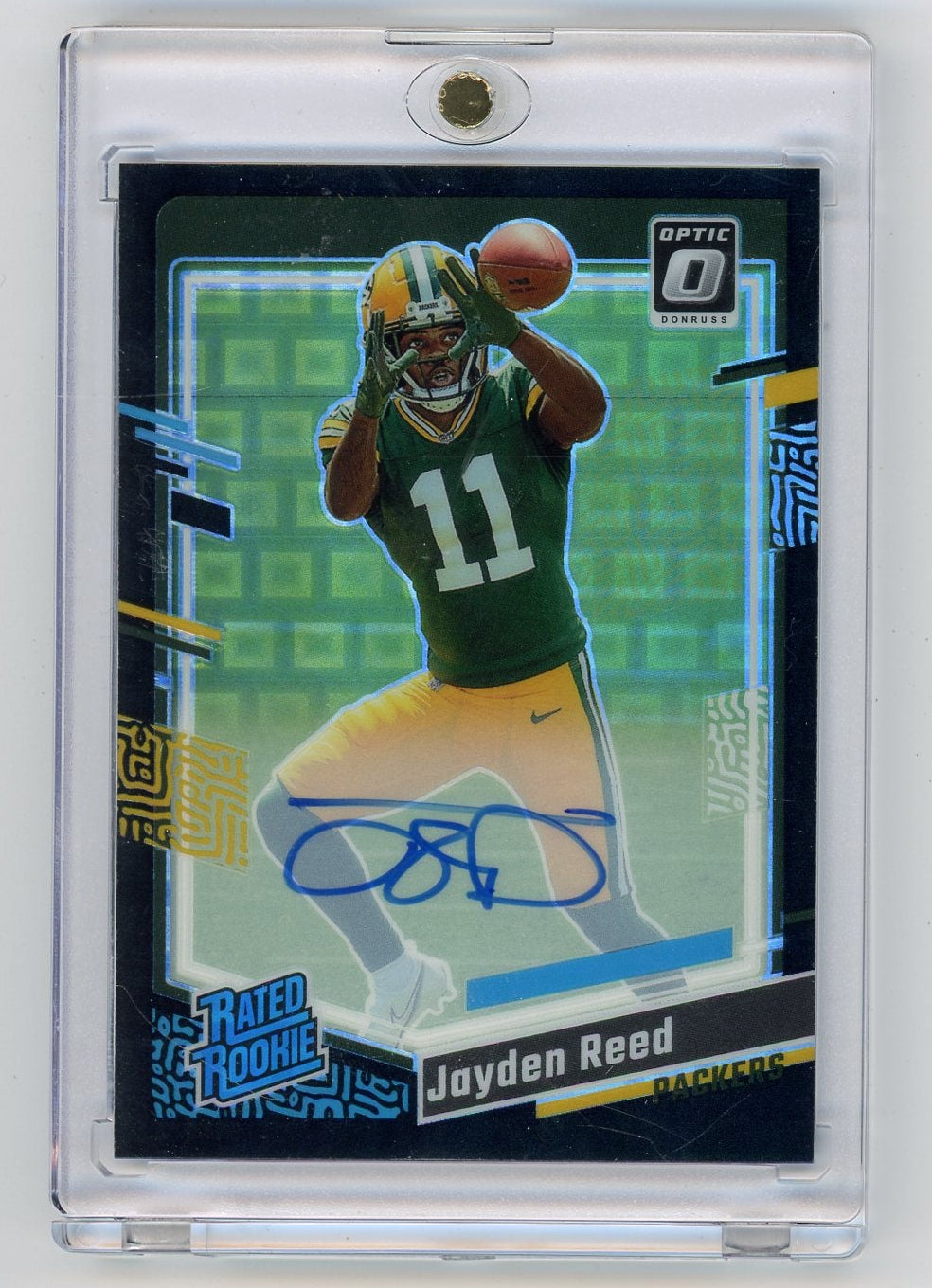 Jayden Reed 2023 Panini Donruss Optic autograph black pandora prizm #'d 22/25