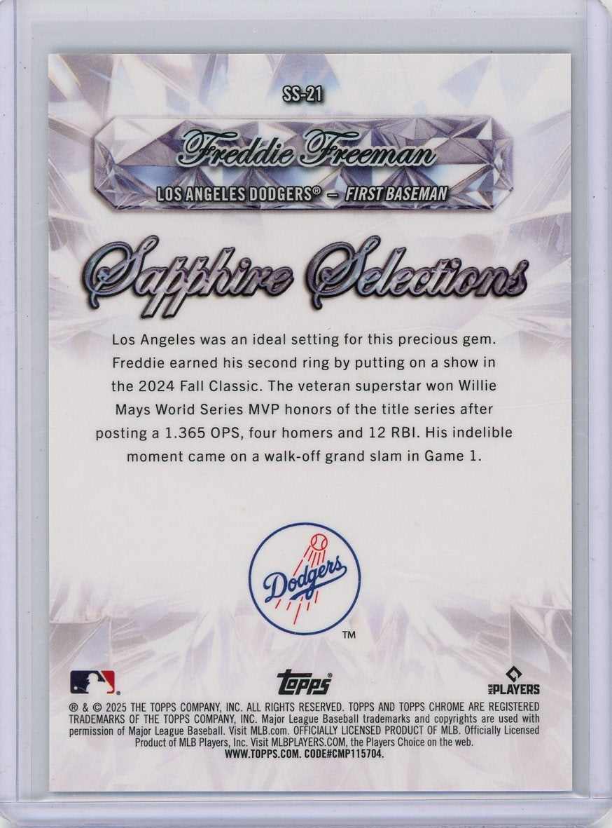 Freddie Freeman 2025 Topps Chrome Update Sapphire Selections Orange #'d 23/25