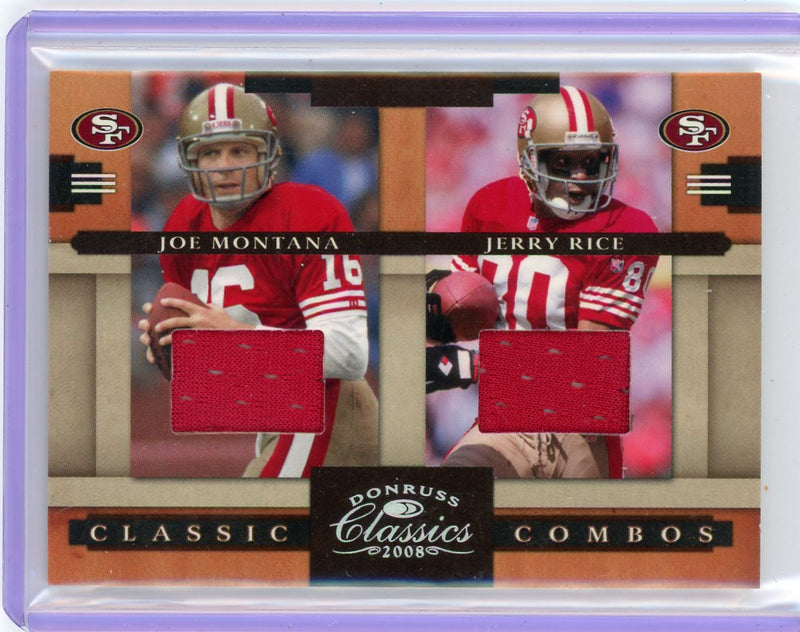 Joe Montana Jerry Rice 2008 Donruss Classics classic combos dual game-used jersey relic 