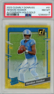 Hendon Hooker 2023 Panini Clearly Donruss autograph gold #'d 4/5 PSA 8