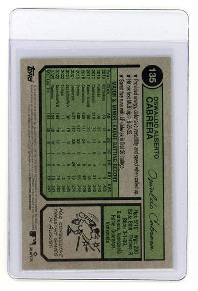 Oswaldo Cabrera 2023 Topps Heritage Rookie Card