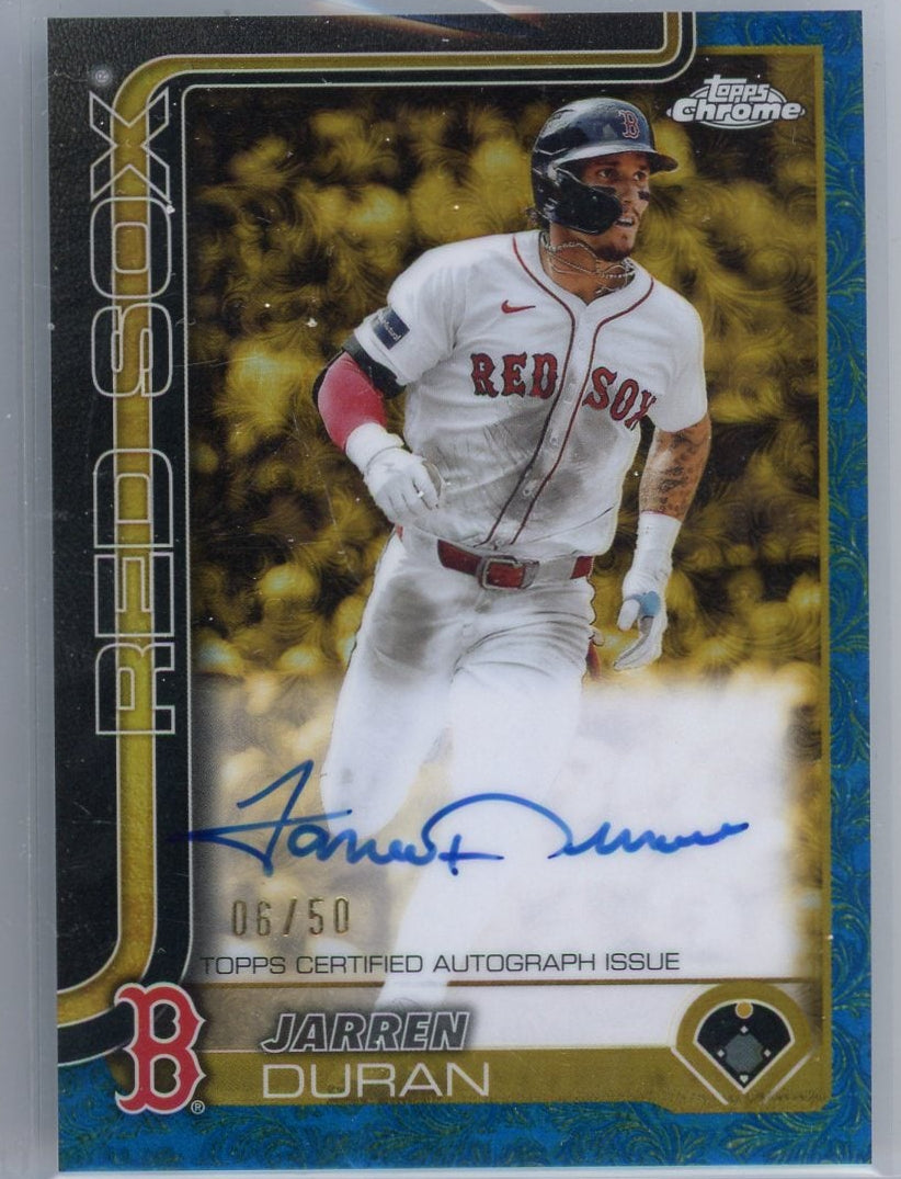 Jarren Duran 2025 Topps Chrome Gilded Blue Gold Auto #'d 06/50