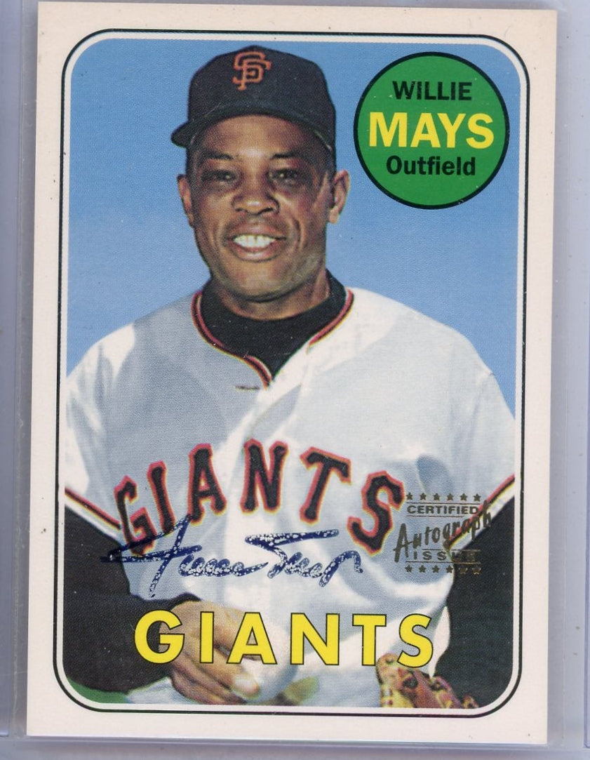 Willie Mays 1997 Topps Willie Mays Commemorative 1969 Topps Reprints Autographs