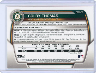 Colby Thomas 2023 1st Bowman Sky Blue 1st Edition holo