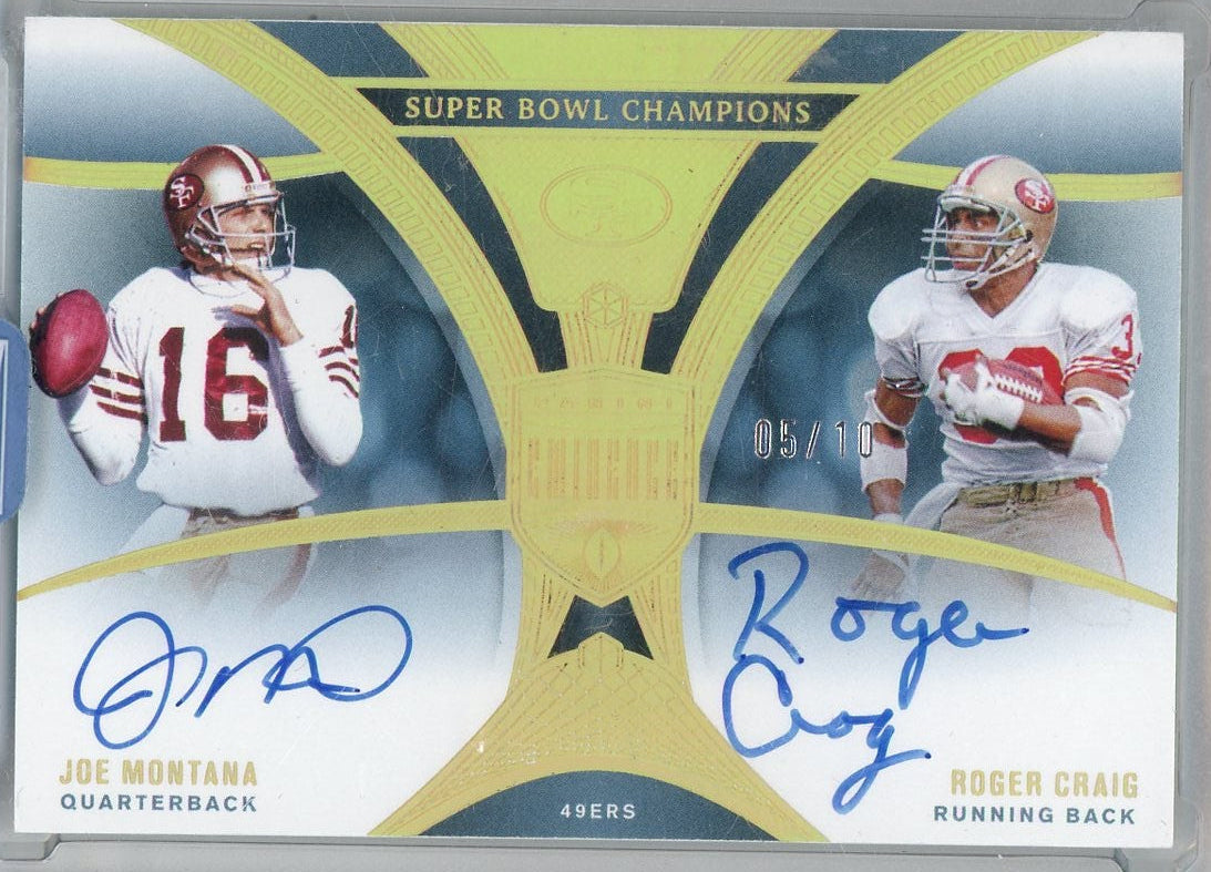 Joe Montana Roger Craig 2024 Panini Eminence (sealed) Super Bowl Champions dual autograph #'d 05/10