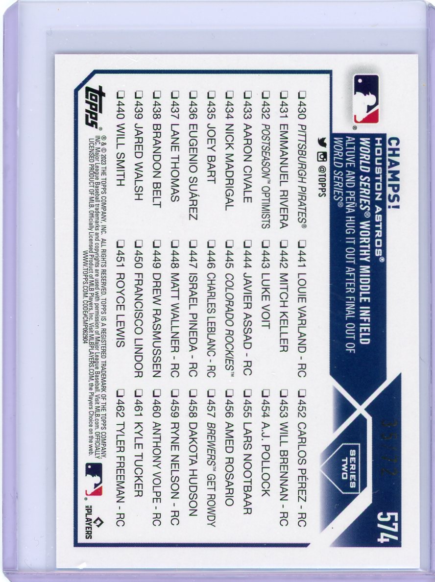 Houston Astros 2023 Topps S2 "Champs" #574 black #'d 35/72