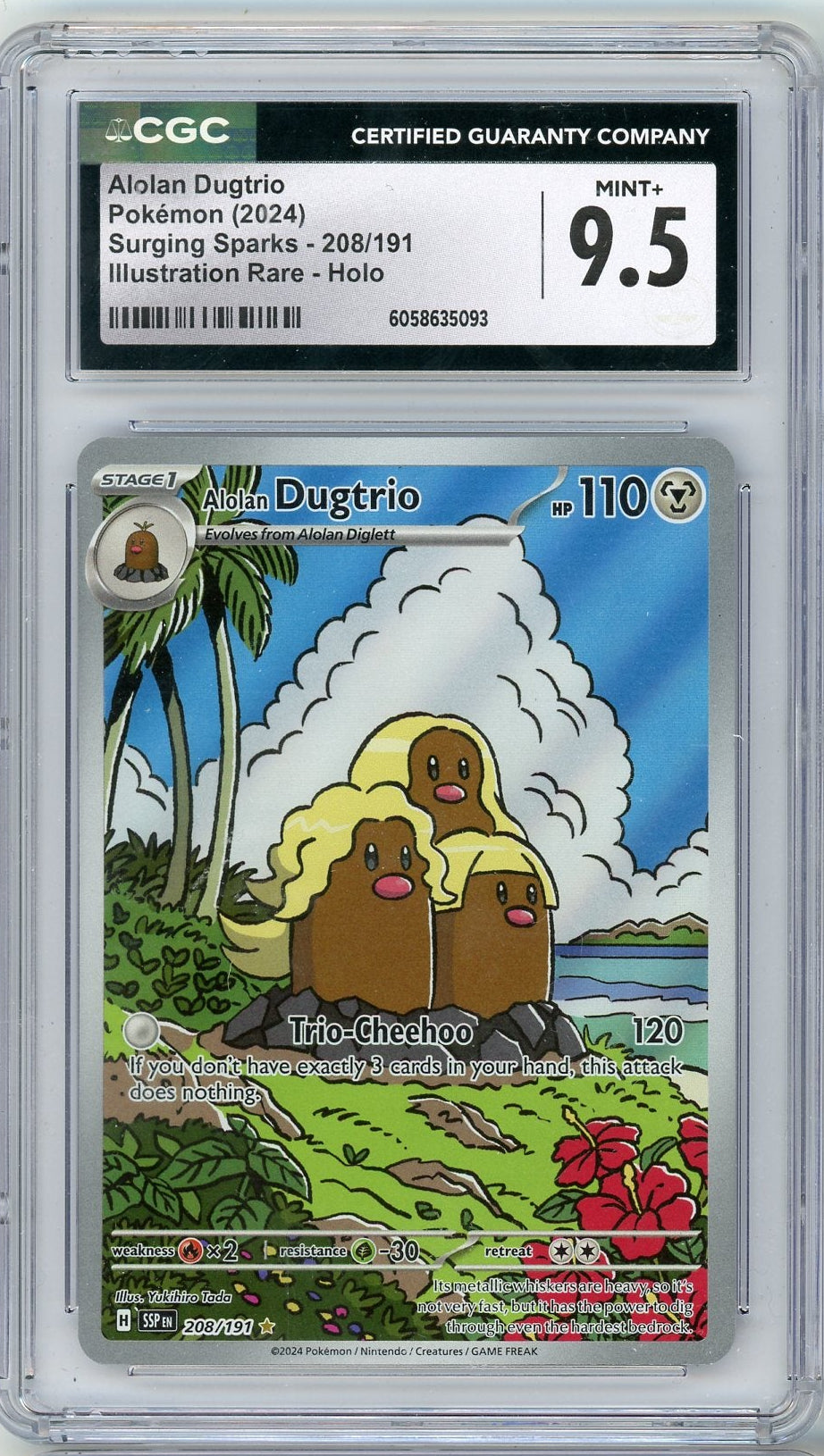 Alolan Dugtrio Pokemon Surging Sparks Illustration Rare Holo 208/191 CGC 9.5