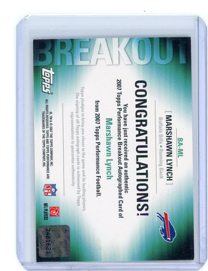 Marshawn Lynch 2007 Topps Performance Breakout Rookie Autograph