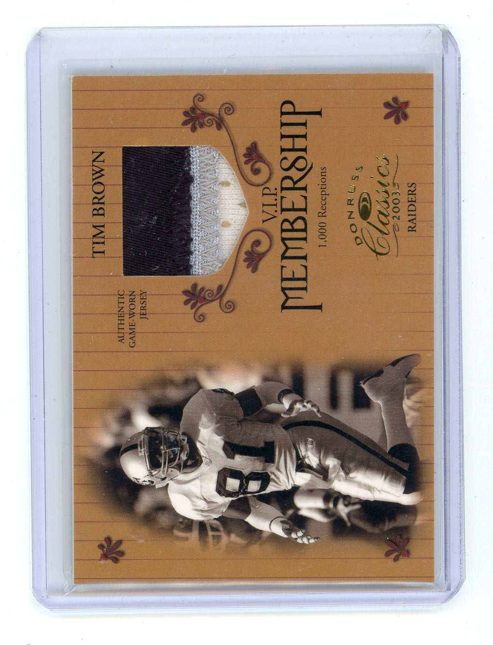 Tim Brown 2003 Donruss Classics V.I.P Membership GU Patch #'d 020/200