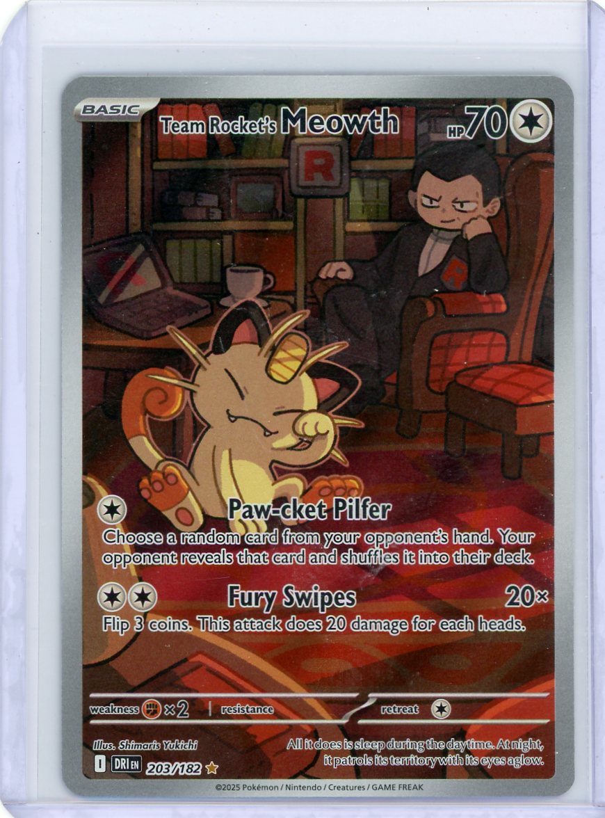 Team Rocket's Meowth Pokémon Destined Rivals Illustration Rare #203/182