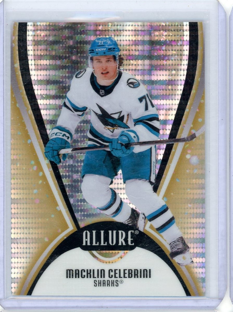 Macklin Celebrini 2025-26 Upper Deck Allure Gold Glitter Bomb #'d 040/199
