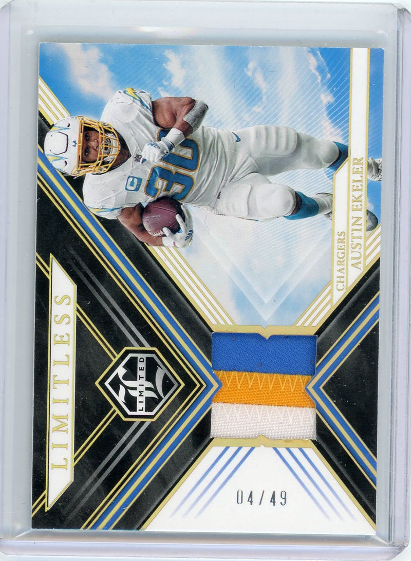 Austin Ekeler 2022 Panini Limited Limitless Materials Patch Gold Spotlight 