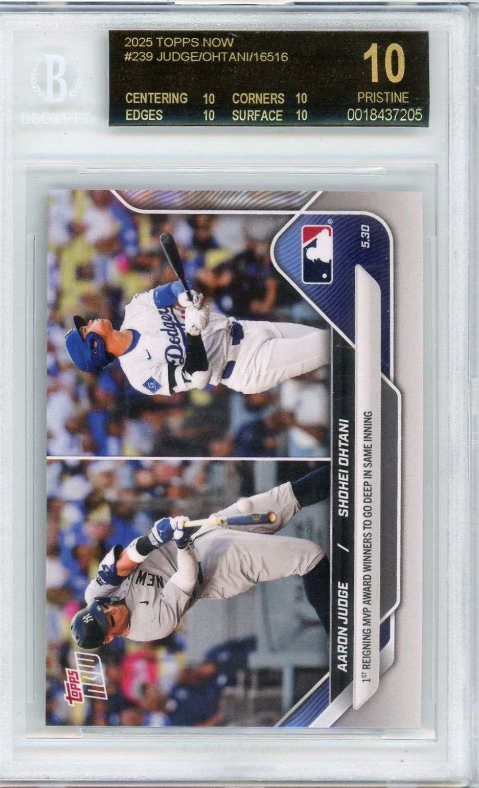 Aaron Judge & Shohei Ohtani Topps Now #239 BGS Black Label 10
