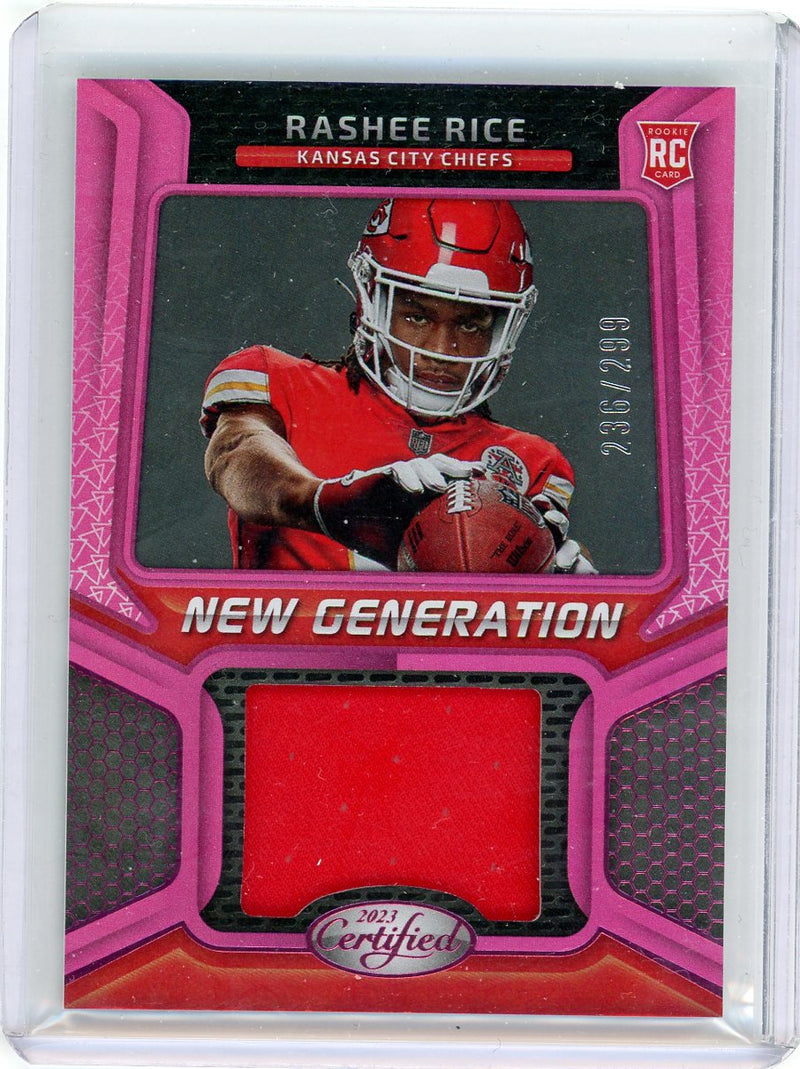 Rashee Rice 2023 Panini Certified New Generation Patch RC Pink Mirror 