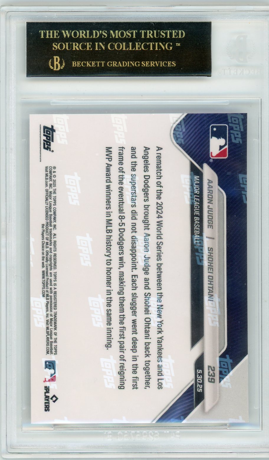 Aaron Judge & Shohei Ohtani Topps Now #239 BGS Black Label 10