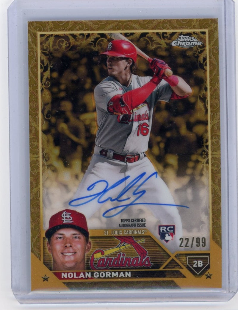 Nolan Gorman 2023 Topps Chrome Gilded autograph rookie card 