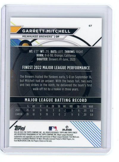 Garrett Mitchell 2023 Finest Gold Refractor #'d 06/50 RC