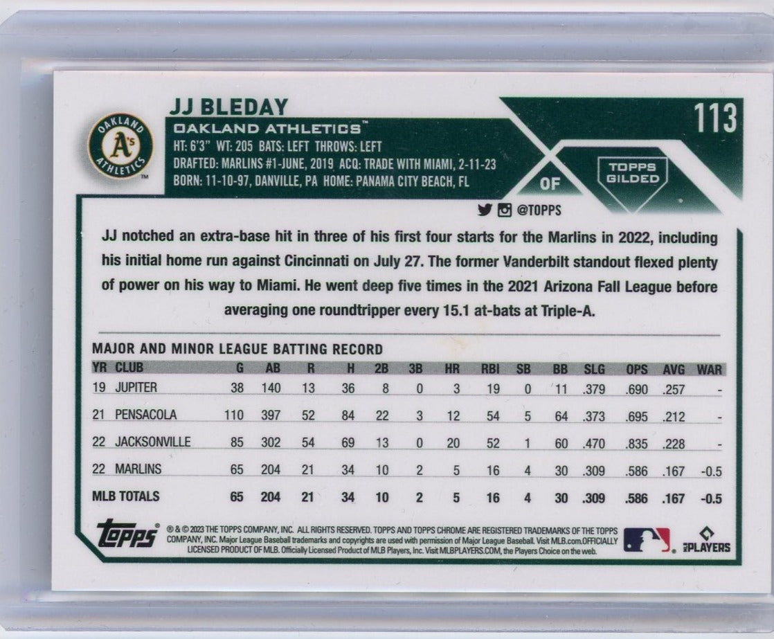 JJ Bleday 2023 Topps Chrome Gilded lava rookie card #'d 04/10