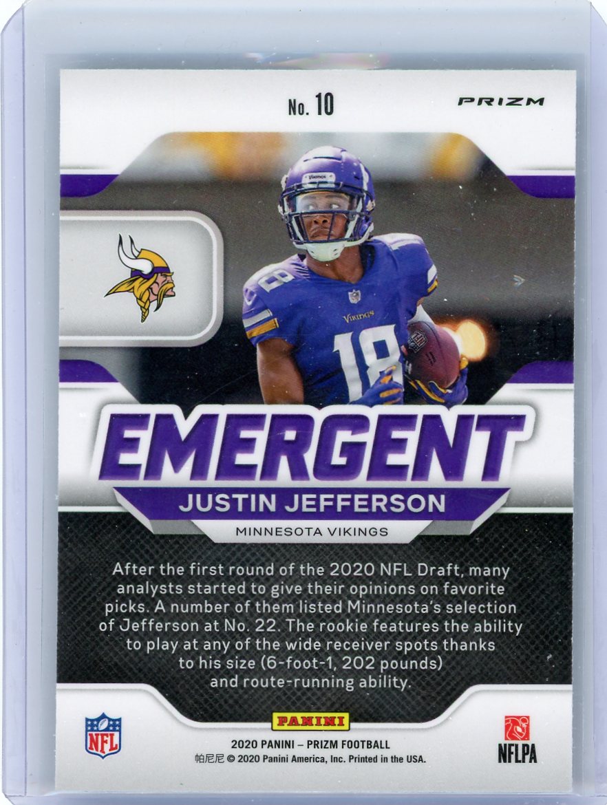 Justin Jefferson 2020 Panini Prizm Emergent RC Green Prizm