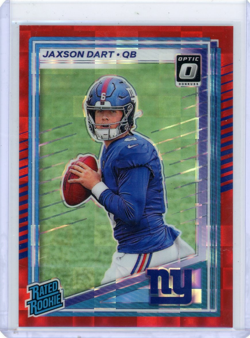 Jaxson Dart 2025 Panini Donruss Optic Preview Red Pandora Prizm RC (Copy)