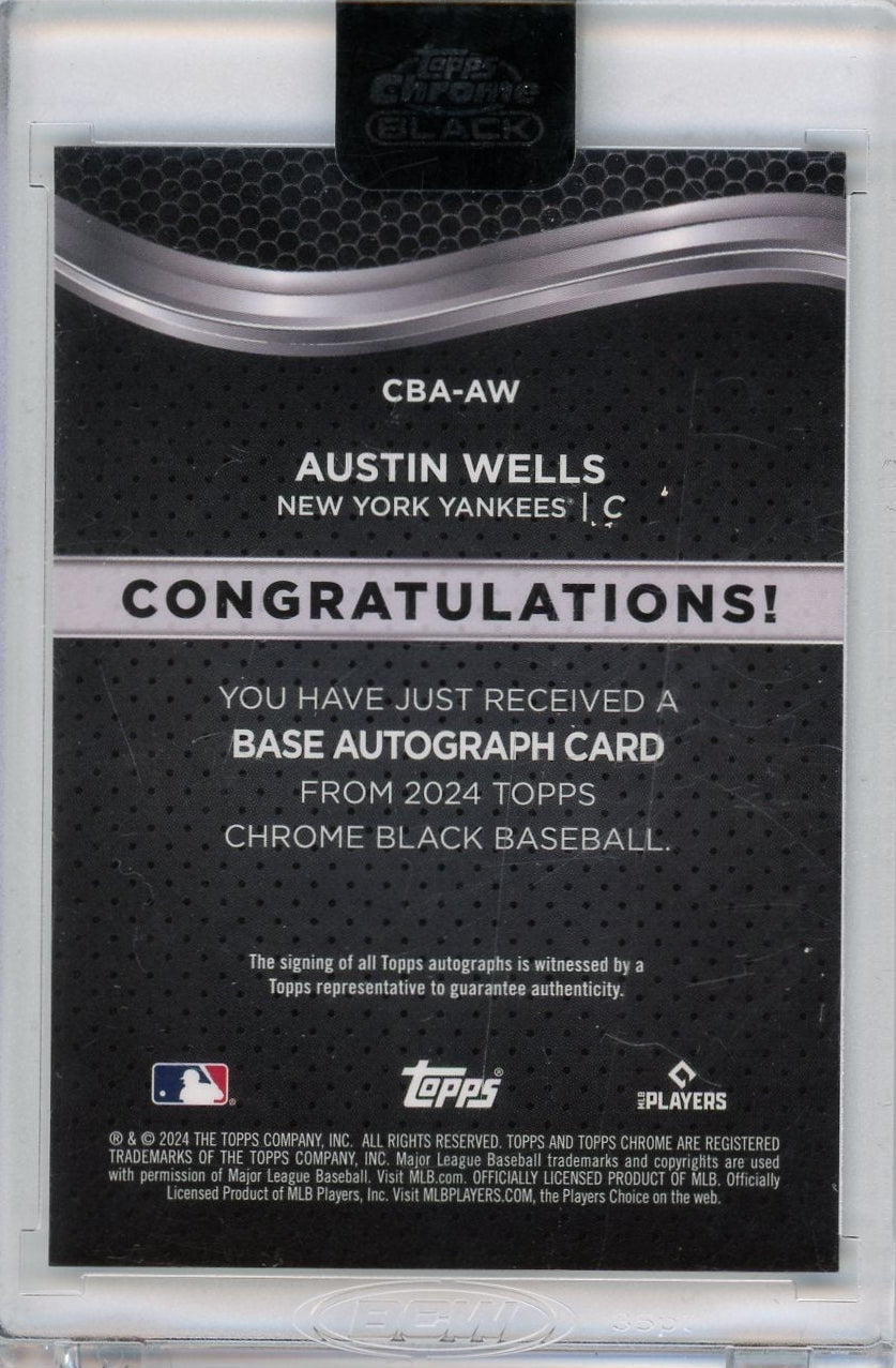 Austin Wells 2024 Topps Chrome Black Rookie Auto