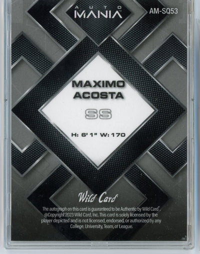 Maximo Acosta 2023 Wild Card Mania autograph #'d 2/4