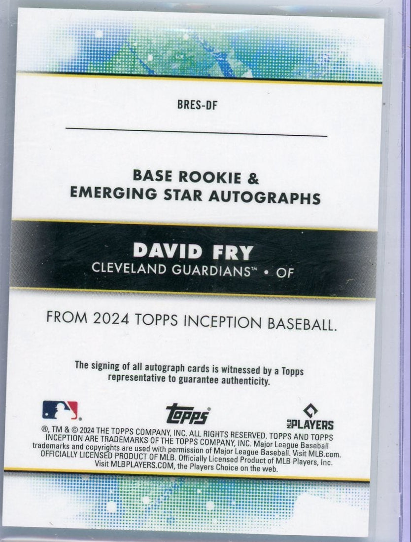 David Fry 2024 Topps Inception Autograph #'d 97/99