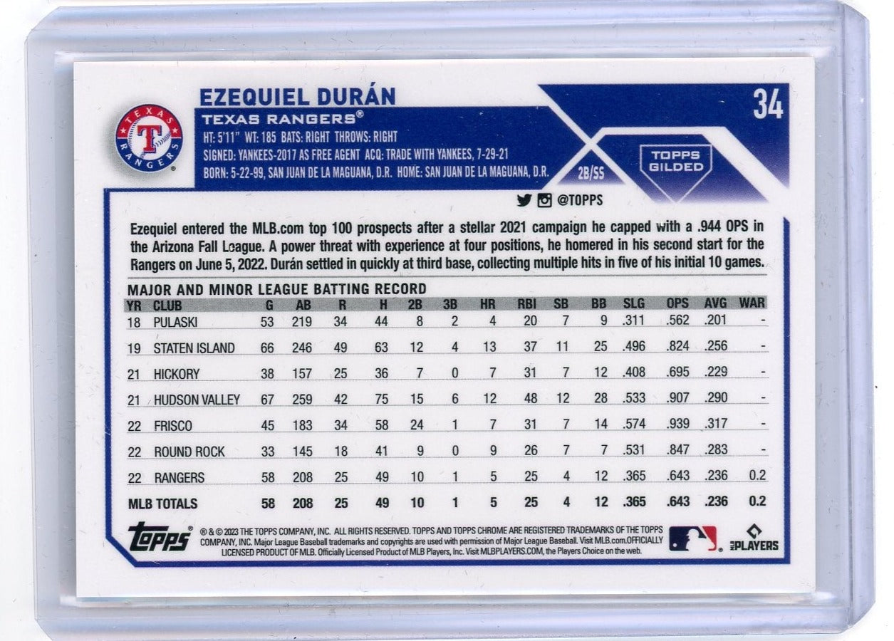 Ezequiel Duran 2023 Topps Chrome Gilded rookie card #'d 56/99