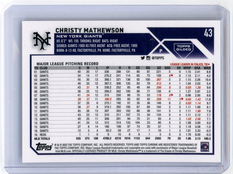 Christy Mathewson 2023 Topps Chrome Gilded 