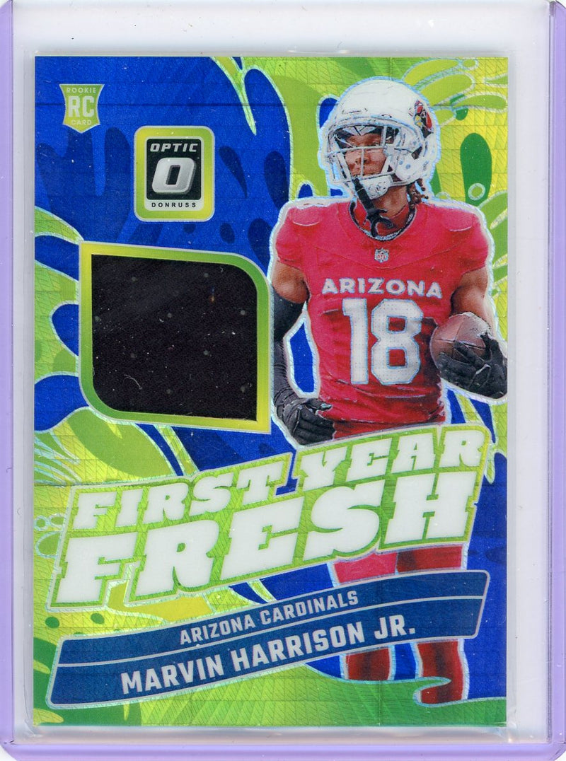 Marvin Harrison Jr. 2024 Donruss Optic First Year Fresh Patch Blue Hyper Prizm