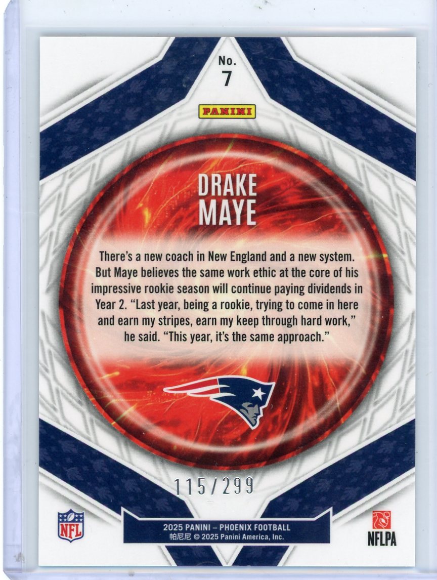 Drake Maye 2025 Panini Pheonix Paragon Silver Wave Prizm #'d 115/299
