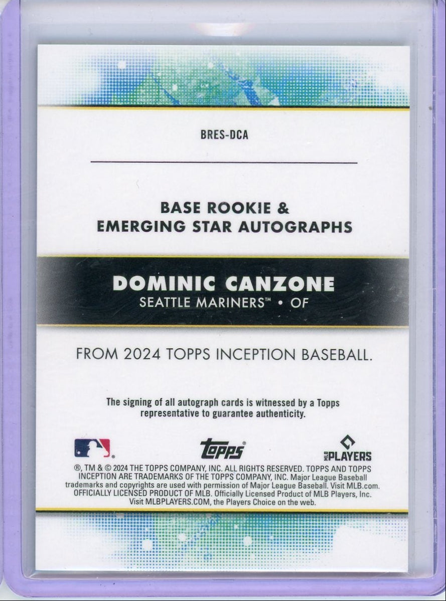 Dominic Canzone 2024 Topps Inception Rookie Autograph #'d 053/125