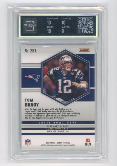 Tom Brady 2020 Panini Mosaic Super Bowl MVPs #281 ARENA 9.5