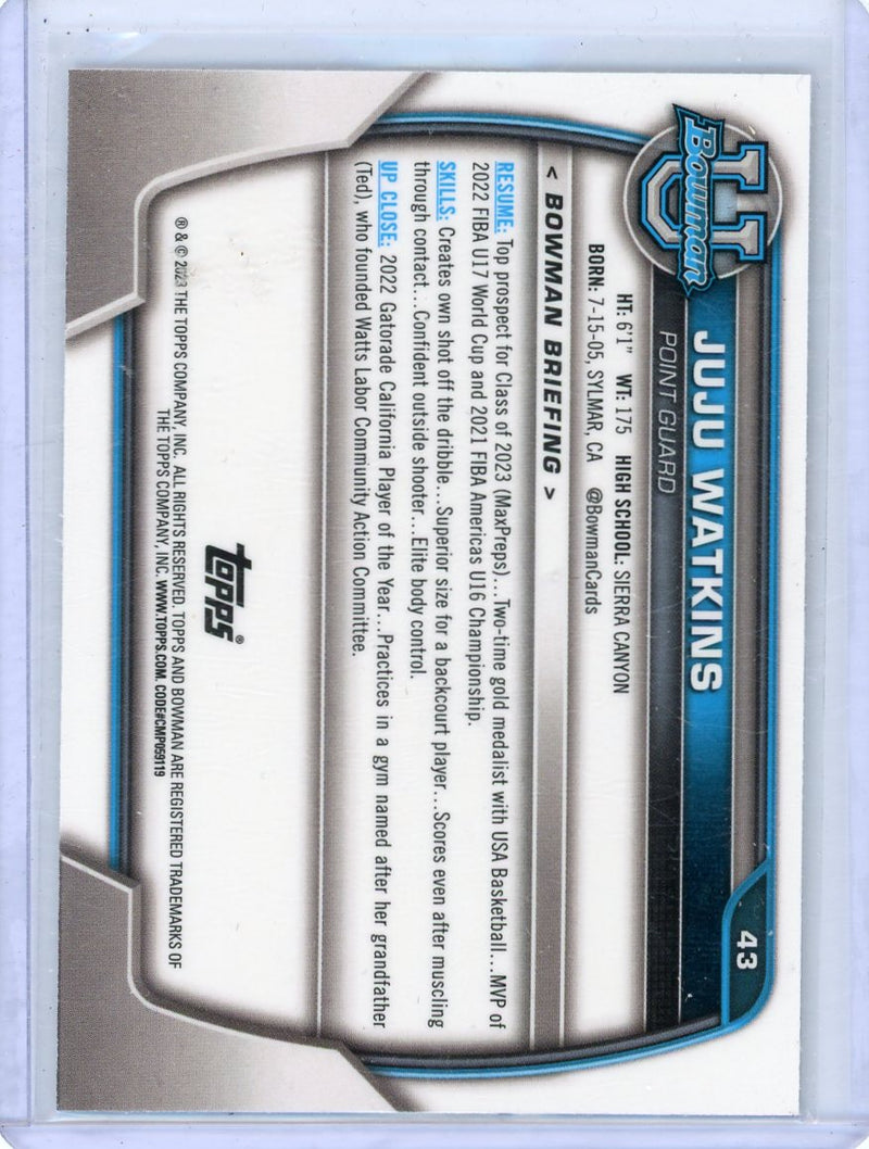 Juju Watkins 2023 1st Bowman Chrome