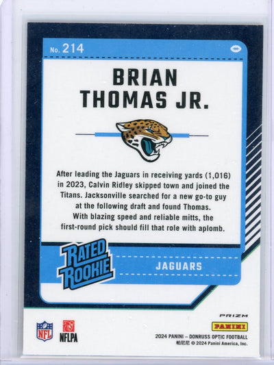 Brian Thomas Jr. 2024 Panini Donruss Optic Rated Rookie Red Hyper Prizm