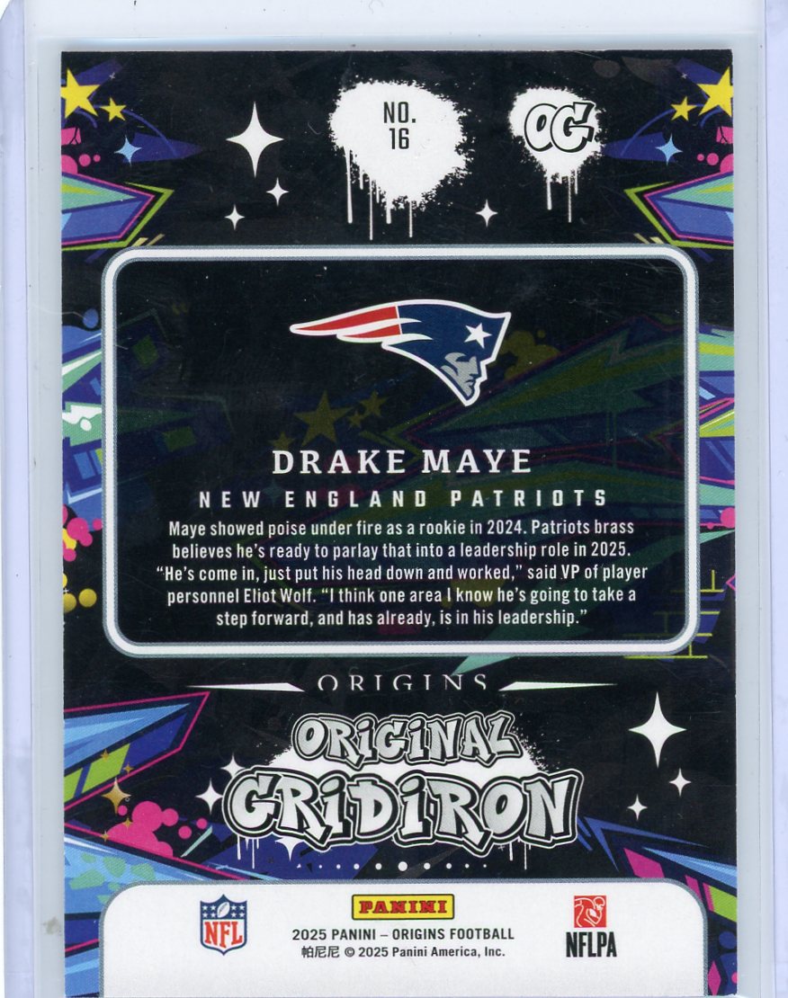 Drake Maye 2025 Panini Origins Original Gridiron