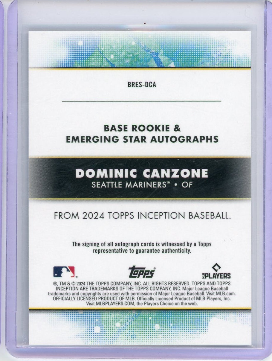 Dominic Canzone 2024 Topps Inception Rookie Autograph #'d 269/299