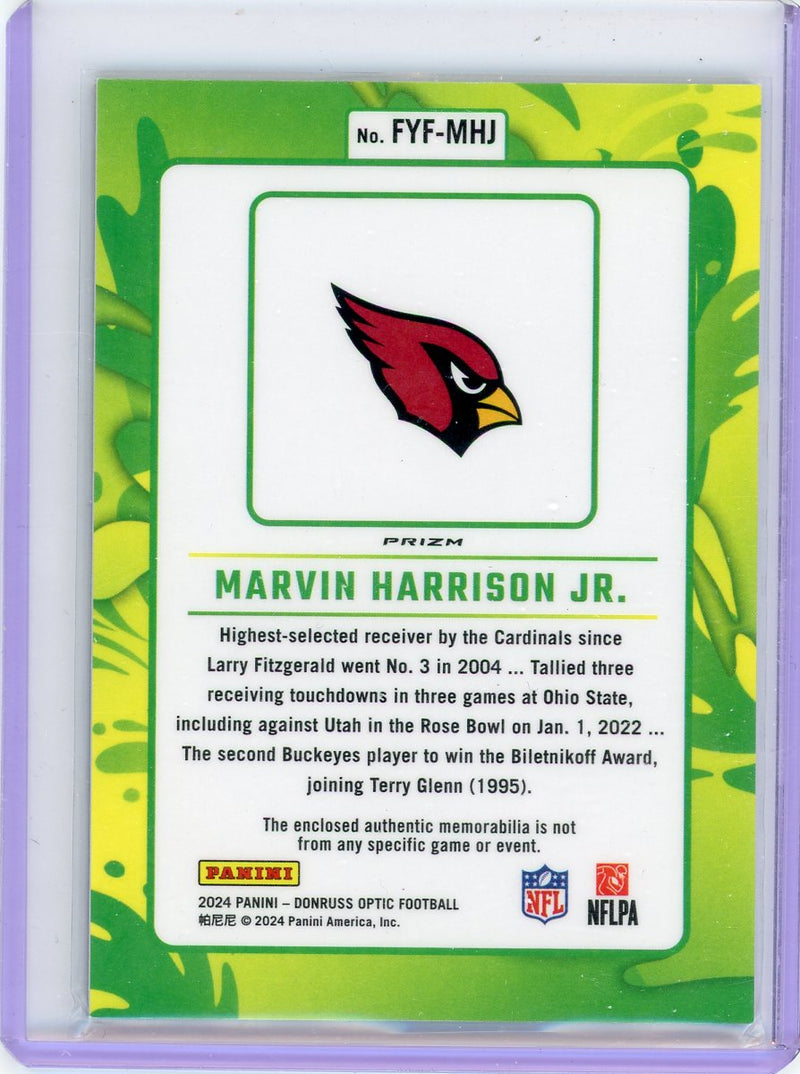 Marvin Harrison Jr. 2024 Donruss Optic First Year Fresh Patch Blue Hyper Prizm