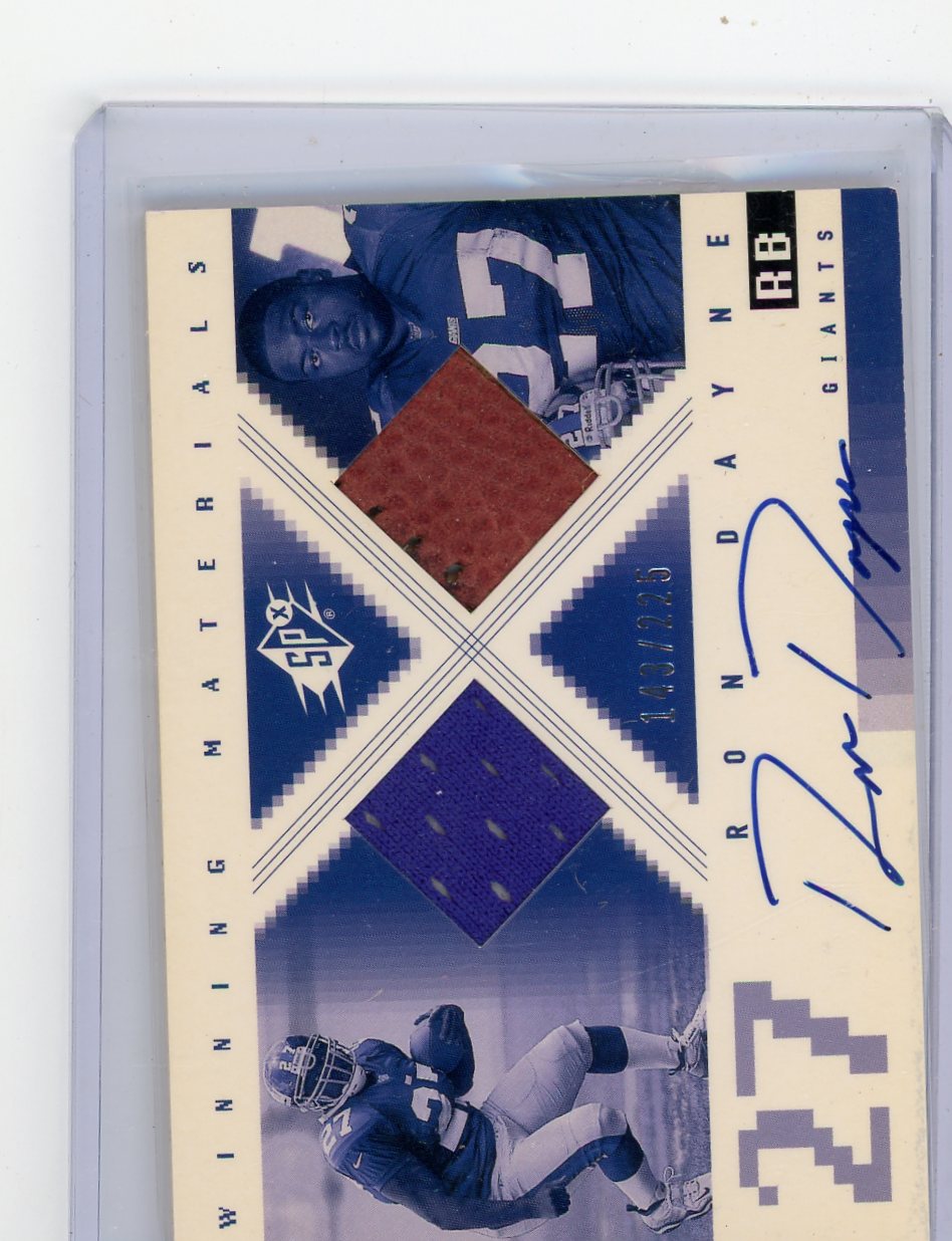 Ron Dayne 2000 Upper Deck SPx Winning Materials Rookie Autograph #'d 143/225