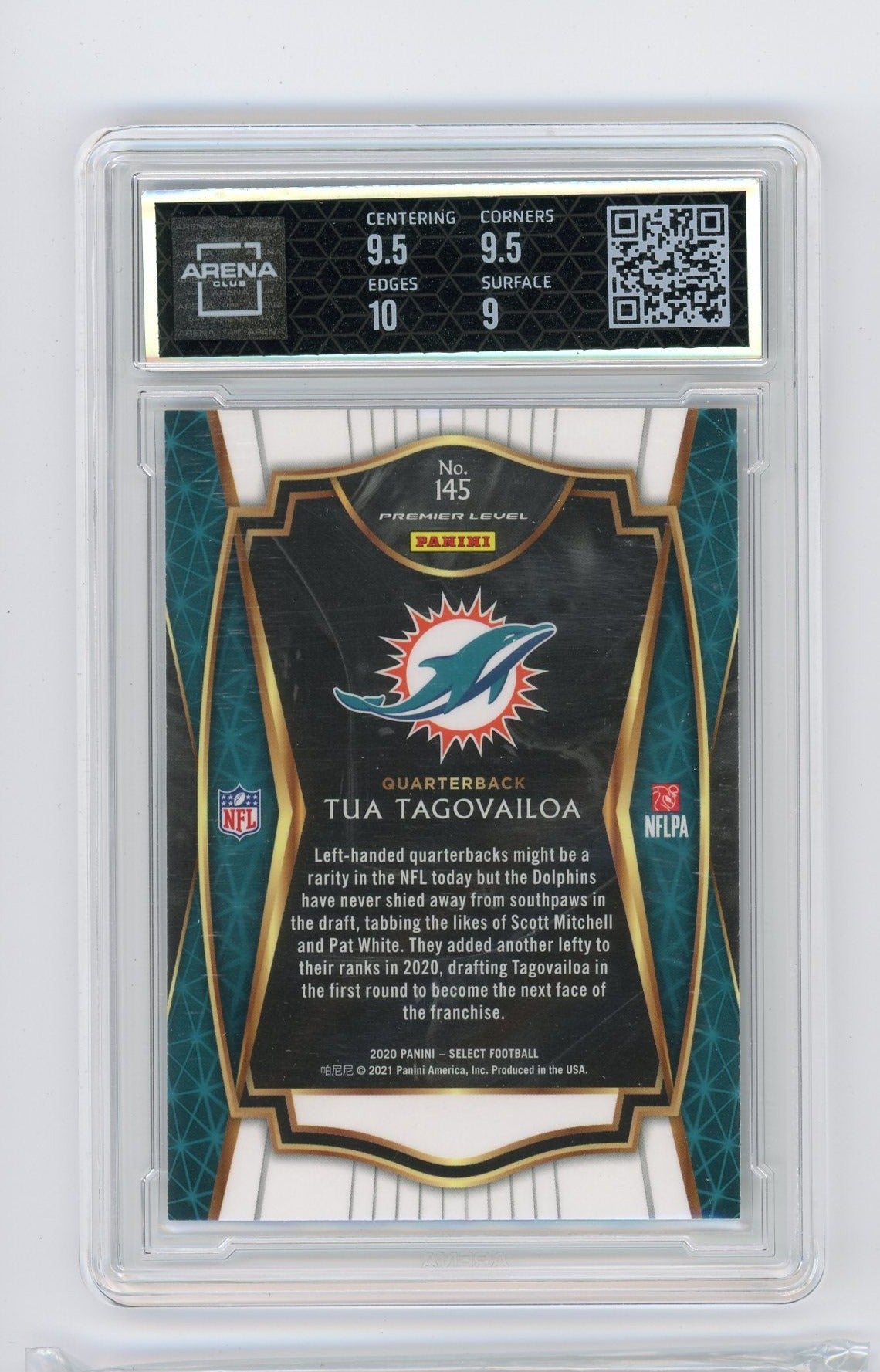 Tua Tagovailoa 2020 Panini Select premier level #145 rookie card ARENA 9.5