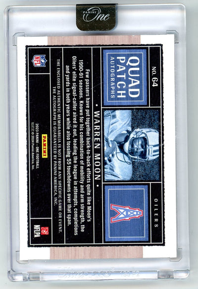 Warren Moon 2023 Panini ONE Quad Patch autograph #'d 18/35